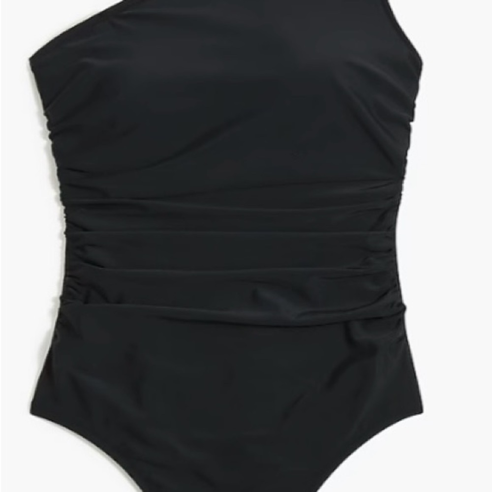 J. Crew Black One-Shoulder Ruched Swim